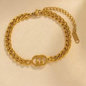 18k Gold Plated Stainless Steel G G Chain Curb Bracelet